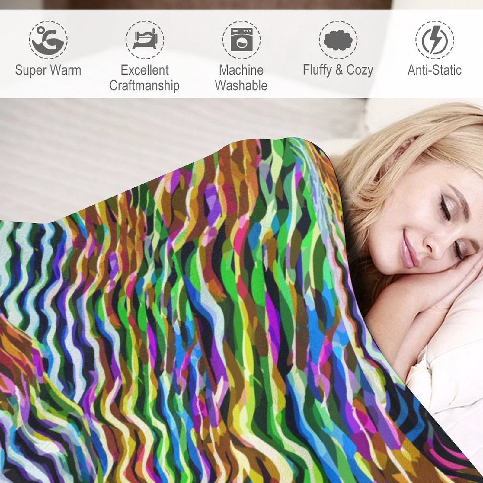 Lightning Complex Abstract Art Flannel Blanket – Storm Aesthetic Maximalist Bedding (60x80in) by SALE_DESIGN-Personal Design