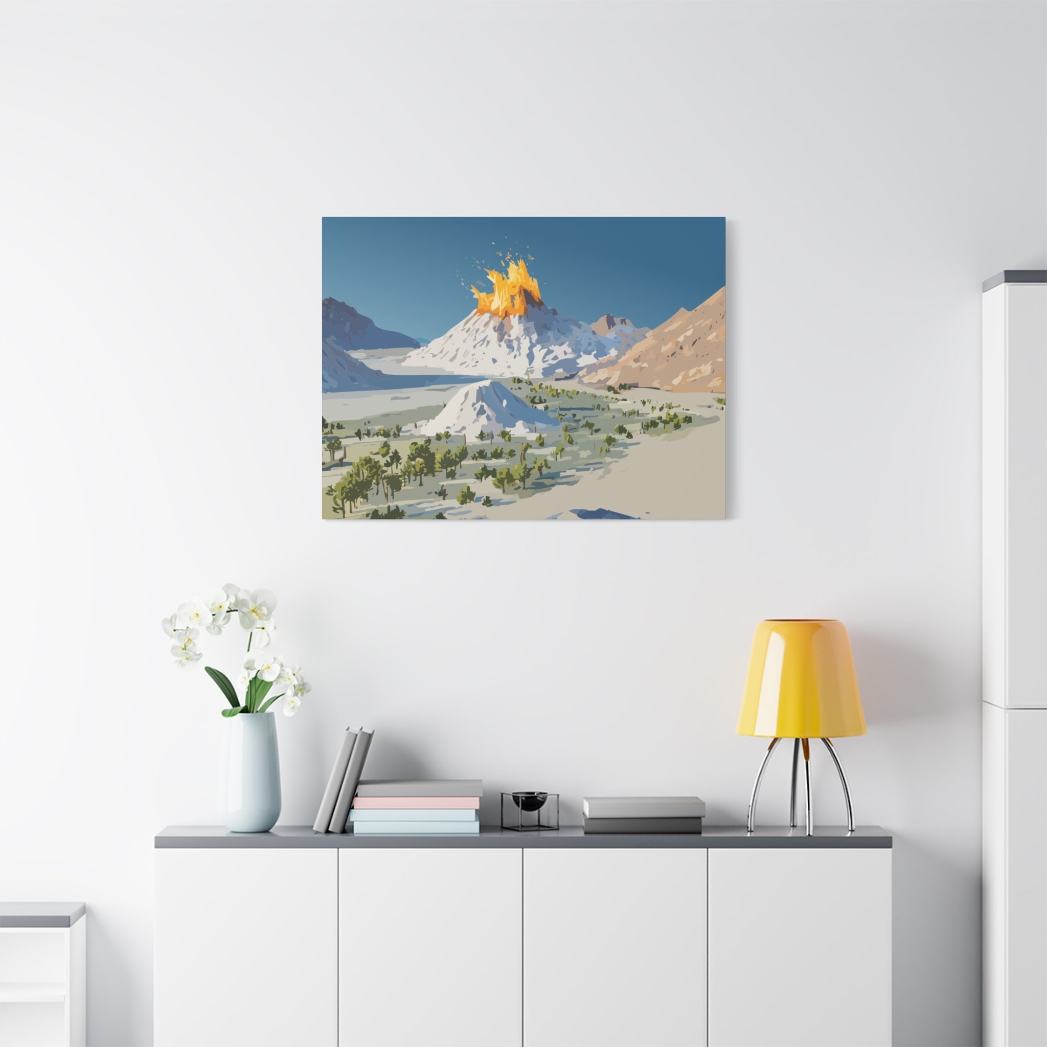 Tropical Volcano Eruption Canvas Print for Nature-Obsessed Interiors — Island Adventure Wall Art, FSC-Certified Matte Stretched Canvas, Home Decor Gift for Wanderlust Collectors