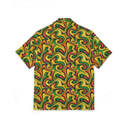 Retro Vibes Camp Shirt for the Most Interesting Dresser at Summer — AOP 100% Polyester Sublimation Hawaiian, Button Front Linen Texture, Vacation Party Beach Festival Menswear