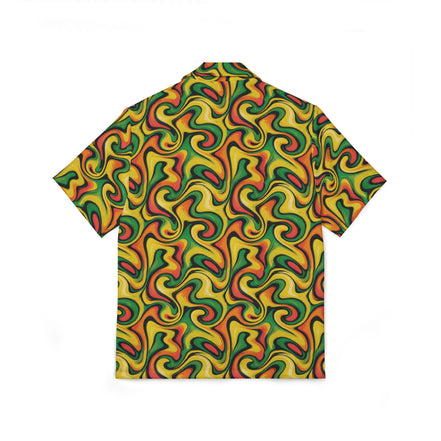 Retro Vibes Camp Shirt for the Most Interesting Dresser at Summer — AOP 100% Polyester Sublimation Hawaiian, Button Front Linen Texture, Vacation Party Beach Festival Menswear