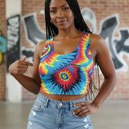 Psychedelic Tie Dye Crop Top | Neon Spiral Rave Tank by Aesthetic Rebellion