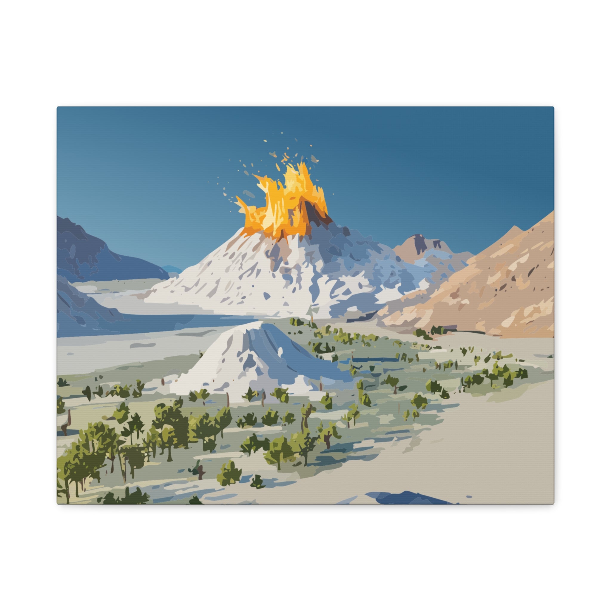 Tropical Volcano Eruption Canvas Print for Nature-Obsessed Interiors — Island Adventure Wall Art, FSC-Certified Matte Stretched Canvas, Home Decor Gift for Wanderlust Collectors