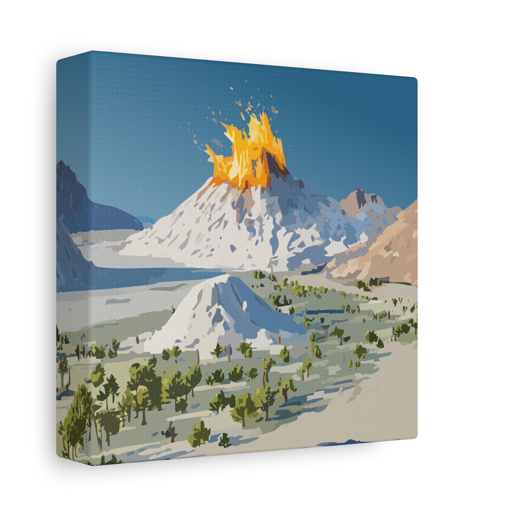 Tropical Volcano Eruption Canvas Print for Nature-Obsessed Interiors — Island Adventure Wall Art, FSC-Certified Matte Stretched Canvas, Home Decor Gift for Wanderlust Collectors