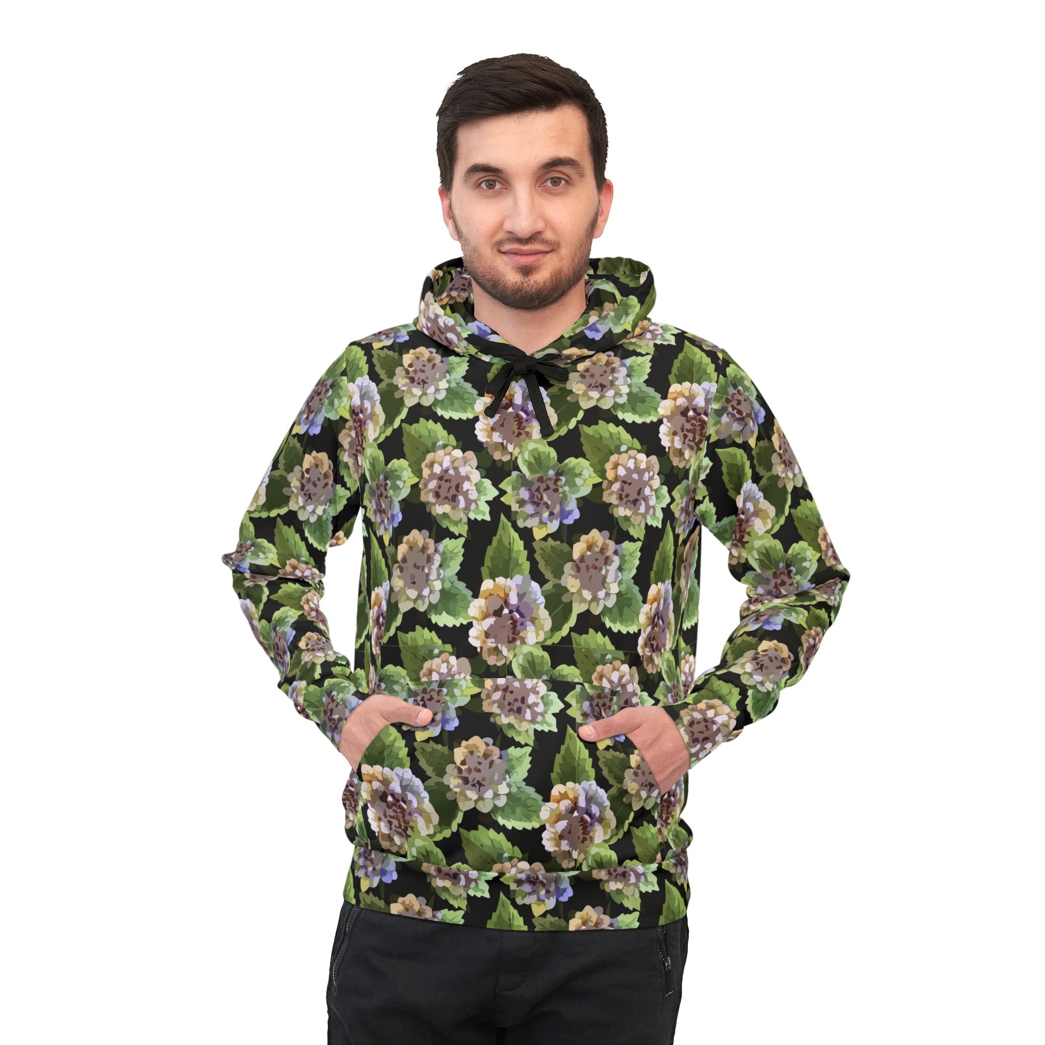 Floral Print Athletic Hoodie for Nature-Forward Fitness Dressers — 95% Recycled Polyester AOP, Adjustable Hood, Gym-to-Street Nature Statement, Bold Eco Activewear Layer