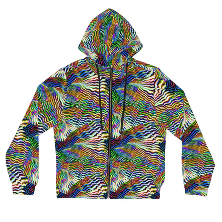 Psychedelic Zebra Stripe Swirl Hoodie | Hypnotic Primary Color Design