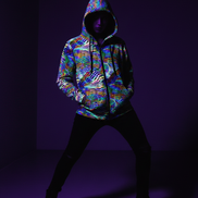 Psychedelic Zebra Stripe Swirl Hoodie | Hypnotic Primary Color Design