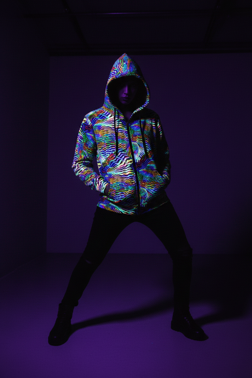 Psychedelic Zebra Stripe Swirl Hoodie | Hypnotic Primary Color Design