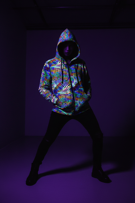 Psychedelic Zebra Stripe Swirl Hoodie | Hypnotic Primary Color Design | Aesthetic Rebellion