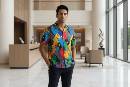 Vibrant Men's Hawaiian Camp Shirt, Tropical Vacation Wear, Beach Party Essentials, Fun Summer | Aesthetic Rebellion