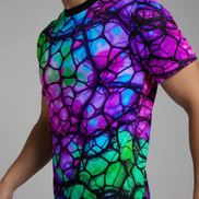 Psychedelic Web Unisex Tee – Vibrant Abstract Cut & Sew T-Shirt | Festival Fashion & Streetwear Vibes