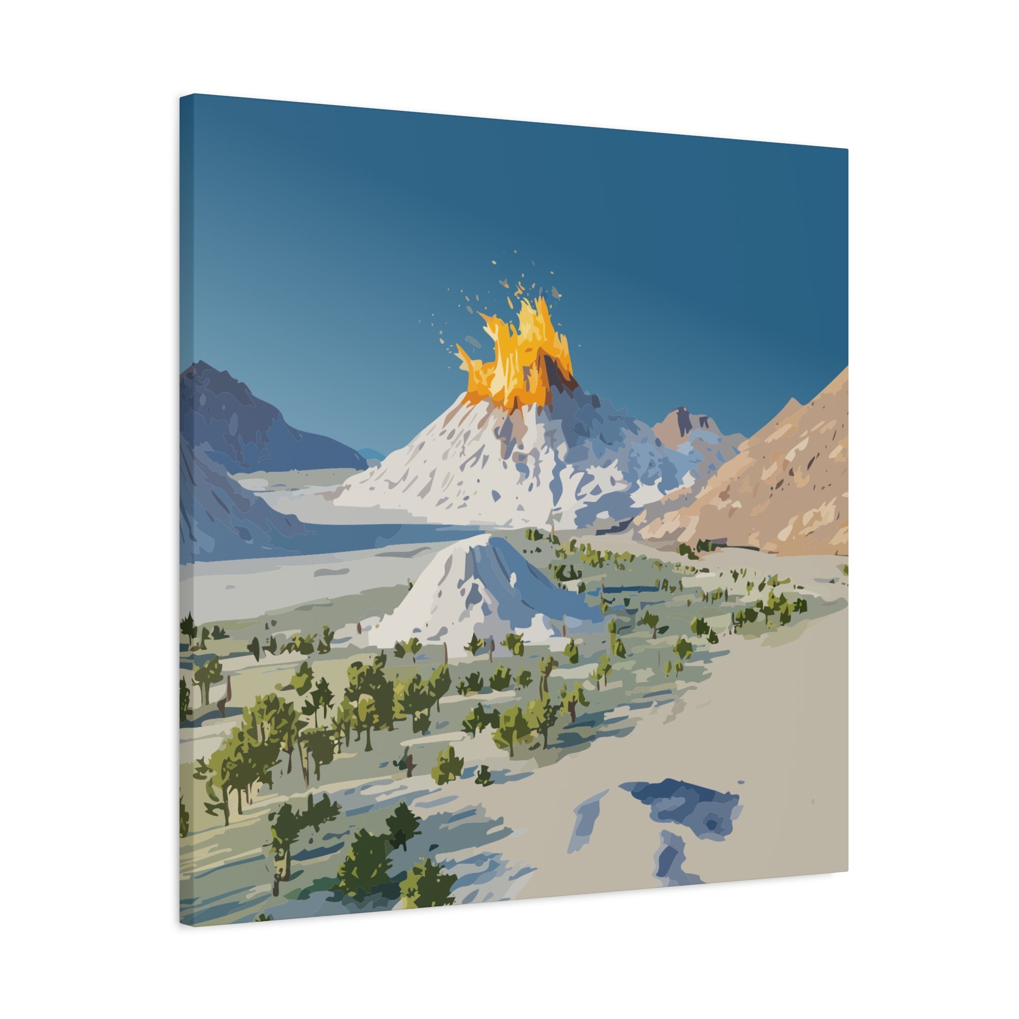 Tropical Volcano Eruption Canvas Print for Nature-Obsessed Interiors — Island Adventure Wall Art, FSC-Certified Matte Stretched Canvas, Home Decor Gift for Wanderlust Collectors