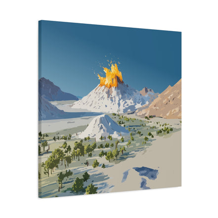 Tropical Volcano Eruption Canvas Print for Nature-Obsessed Interiors — Island Adventure Wall Art, FSC-Certified Matte Stretched Canvas, Home Decor Gift for Wanderlust Collectors