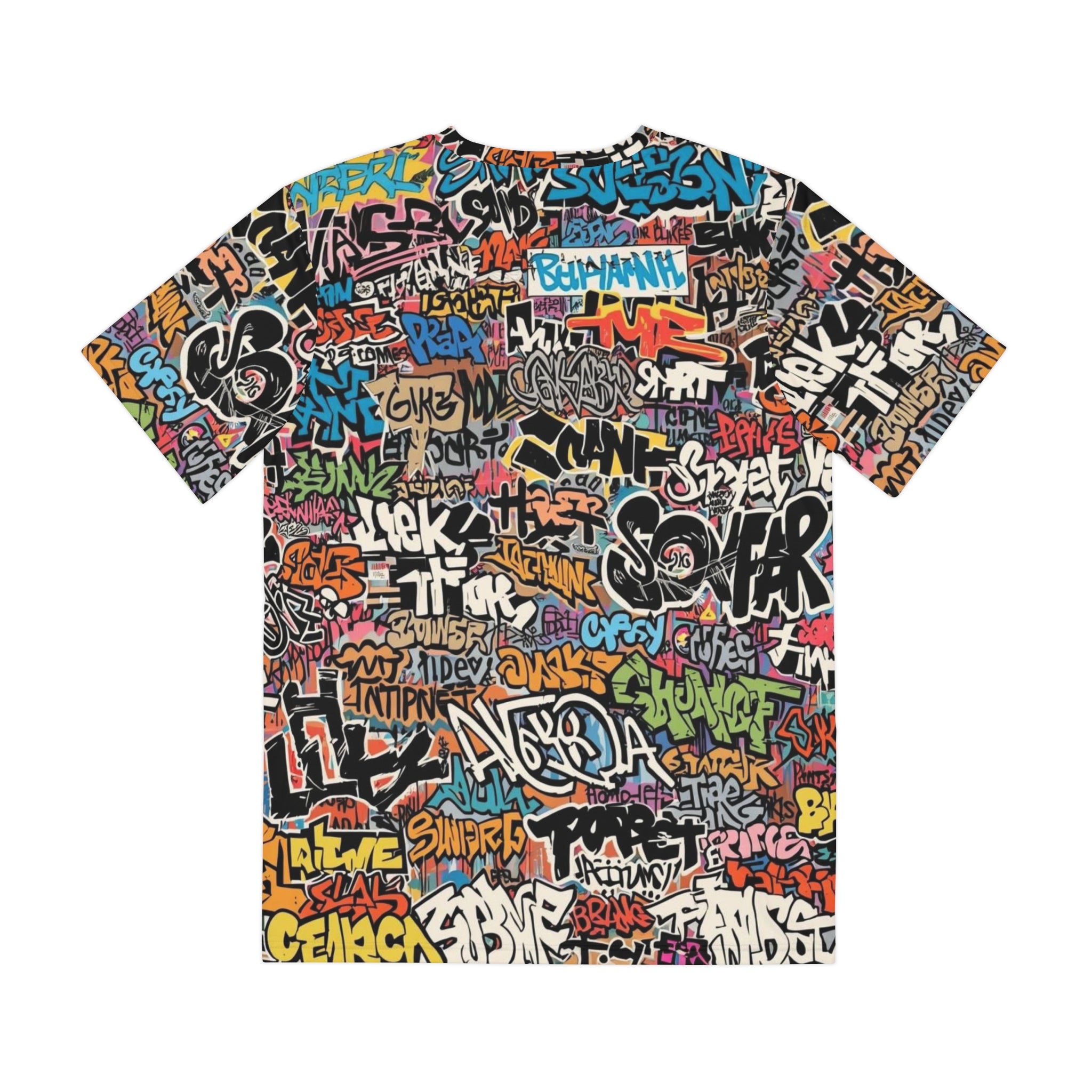Graffiti AOP Urban Street Art Tee for City Culture Dressers — Bold All-Over Print Graphic T-Shirt, Hip-Hop Skate Statement, Festival Music Concert Top, Assembled in USA