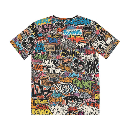 Graffiti AOP Urban Street Art Tee for City Culture Dressers — Bold All-Over Print Graphic T-Shirt, Hip-Hop Skate Statement, Festival Music Concert Top, Assembled in USA