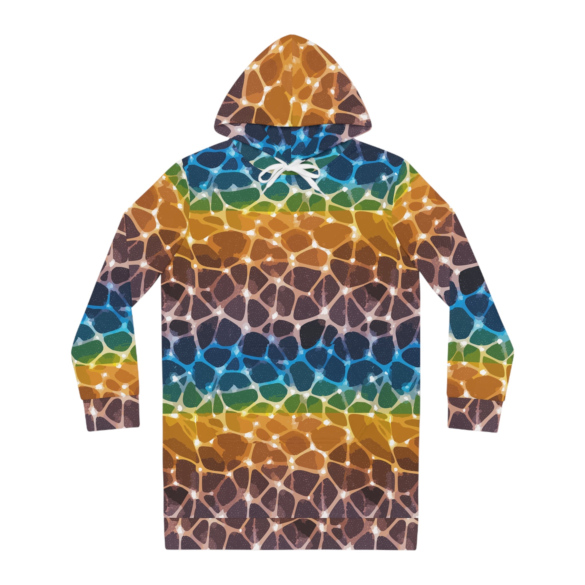 Rainbow Stripe Hoodie Dress — All-Over Print