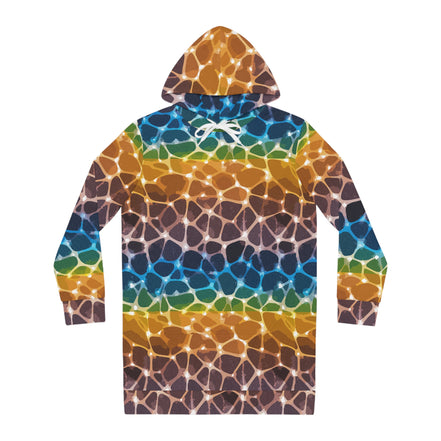Rainbow Stripe Hoodie Dress — All-Over Print