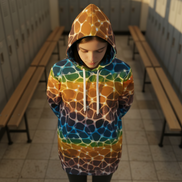 Rainbow Stripe Hoodie Dress — All-Over Print