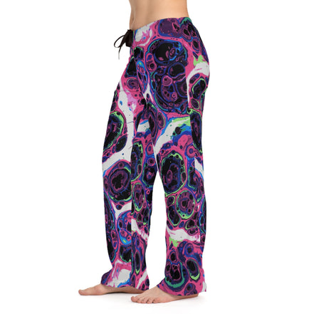 Trippy Marble Swirl Pajama Pants — Maximalist Lounge Pants | Neon Purple, Pink & Acid Green Abstract Print Sleepwear