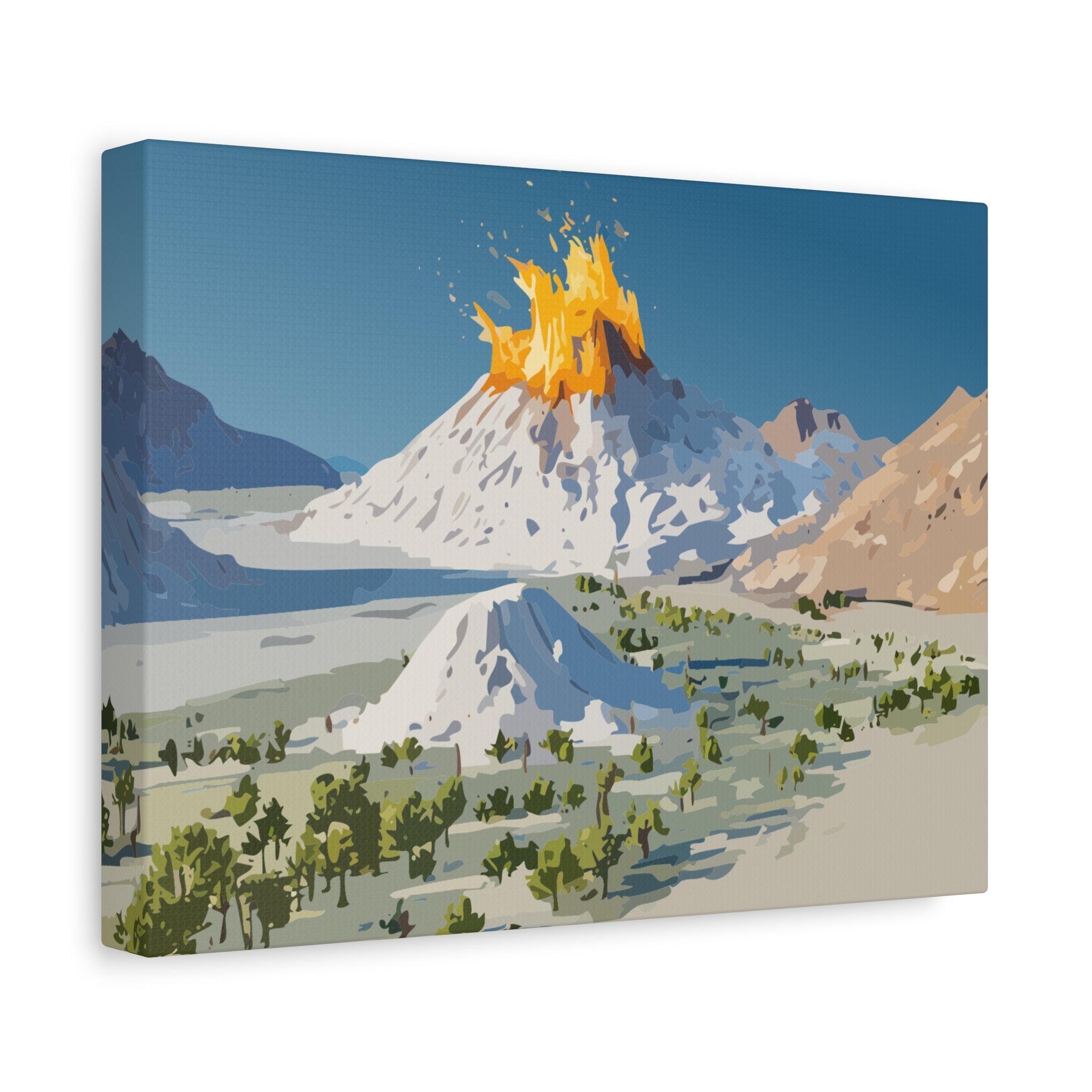 Tropical Volcano Eruption Canvas Print for Nature-Obsessed Interiors — Island Adventure Wall Art, FSC-Certified Matte Stretched Canvas, Home Decor Gift for Wanderlust Collectors