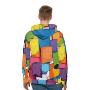 Maximalist Geometric Block Print Hoodie - Vibrant Architectural AOP Sweatshirt for Tech-Creatives by Aesthetic Rebellion