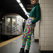Neon StreetsmArt Athletic Joggers - Vibrant Graffiti Print Unisex Activewear for Urban Style by Aesthetic Rebellion
