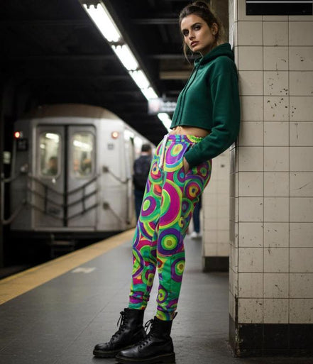 Neon StreetsmArt Athletic Joggers - Vibrant Graffiti Print Unisex Activewear for Urban Style by Aesthetic Rebellion