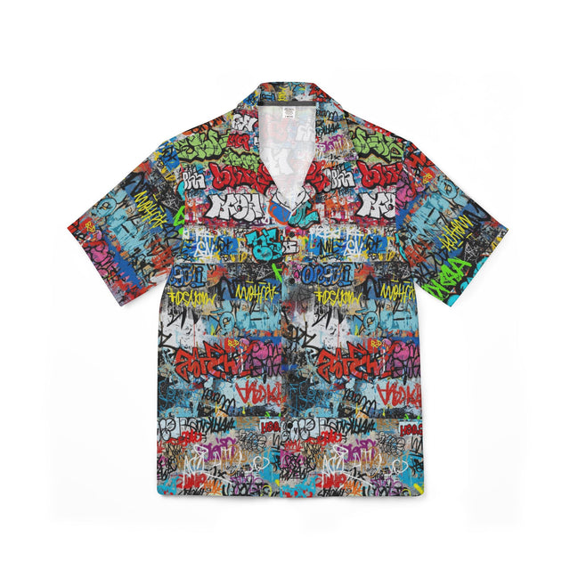 Urban Cipher Graffiti All-Over Print Hawaiian Camp Shirt | Men's Streetwear Art Tee