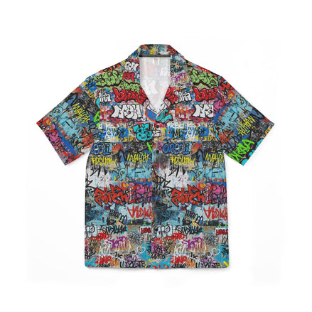Urban Cipher Graffiti All-Over Print Hawaiian Camp Shirt | Men's Streetwear Art Tee | Aesthetic Rebellion