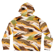 Maximalist Fall Zip Hoodie for Aesthetic Dressers — Abstract Autumn Brushstroke AOP, Earthy Statement Outerwear, Cozy Art-Forward Streetwear, Women's Bold Print Zip-Up
