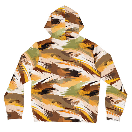 Maximalist Fall Zip Hoodie for Aesthetic Dressers — Abstract Autumn Brushstroke AOP, Earthy Statement Outerwear, Cozy Art-Forward Streetwear, Women's Bold Print Zip-Up