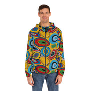 Psychedelic Eye AOP Zip-Up Hoodie for Weirdcore and Indie Sleaze Dressers — Maximalist Retro 70s Dopamine Dressing Festival Jacket, Abstract Art Statement Streetwear