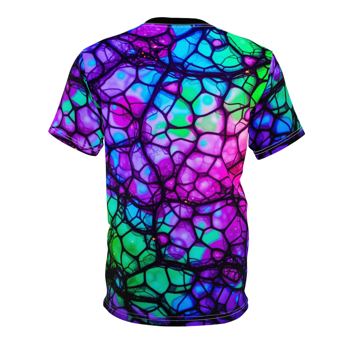 Psychedelic Web Unisex Tee – Vibrant Abstract Cut & Sew T-Shirt | Festival Fashion & Streetwear | Aesthetic Rebellion