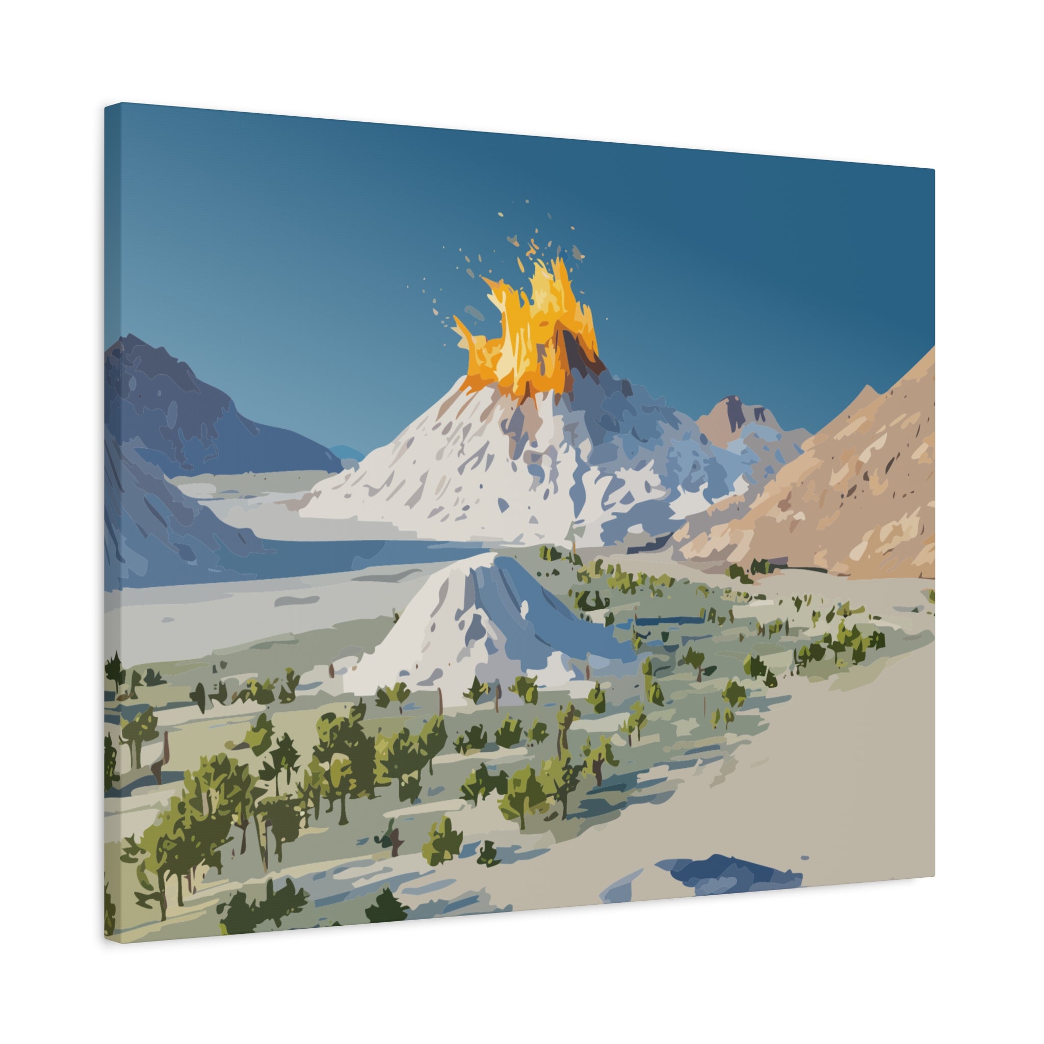 Tropical Volcano Eruption Canvas Print for Nature-Obsessed Interiors — Island Adventure Wall Art, FSC-Certified Matte Stretched Canvas, Home Decor Gift for Wanderlust Collectors