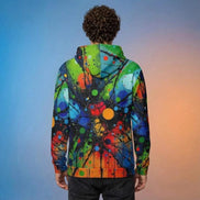 Trippy Rasta Splatter Ink Hoodie - Psychedelic Acrylic Pour Sweatshirt for Reggae & Festivals by Aesthetic Rebellion