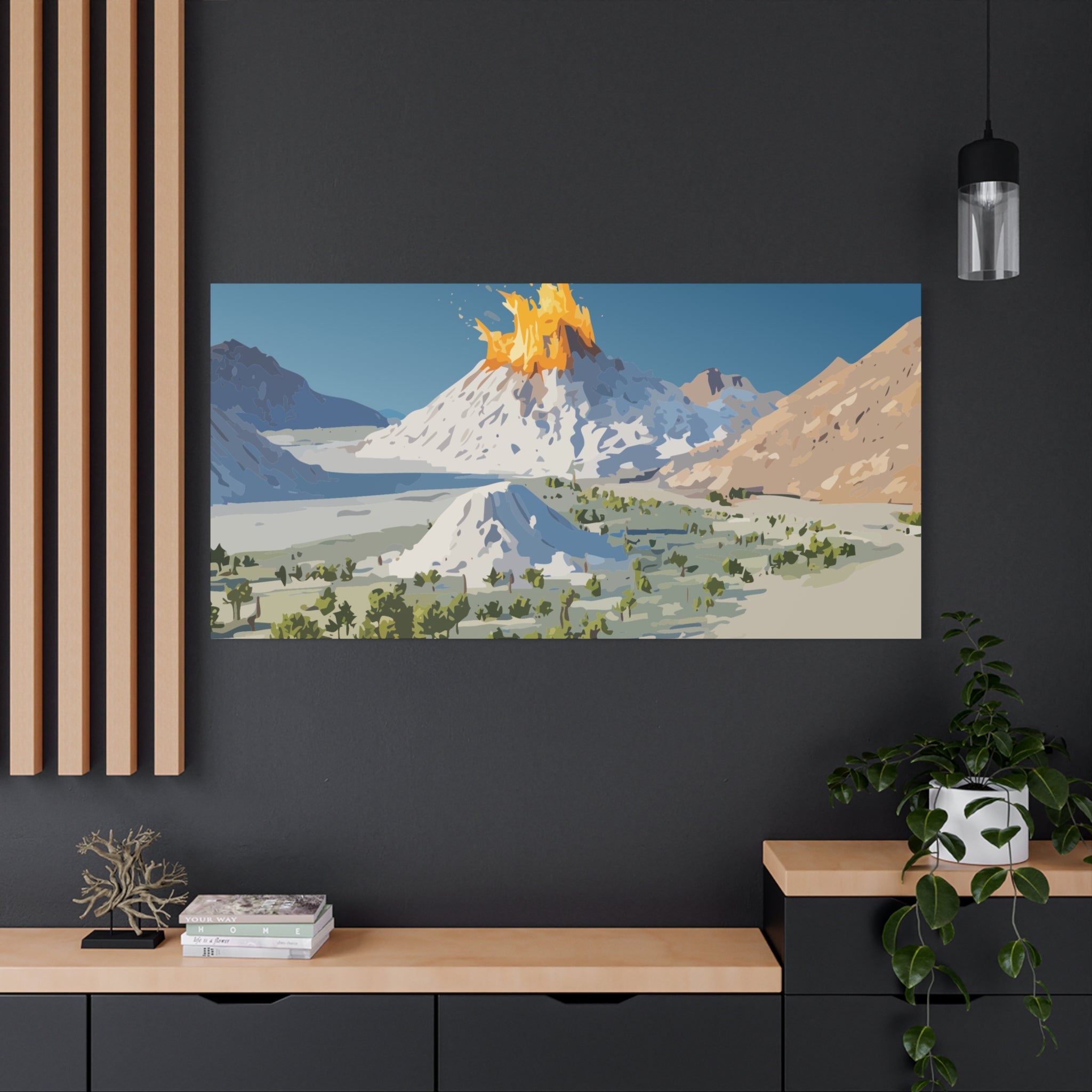 Tropical Volcano Eruption Canvas Print for Nature-Obsessed Interiors — Island Adventure Wall Art, FSC-Certified Matte Stretched Canvas, Home Decor Gift for Wanderlust Collectors