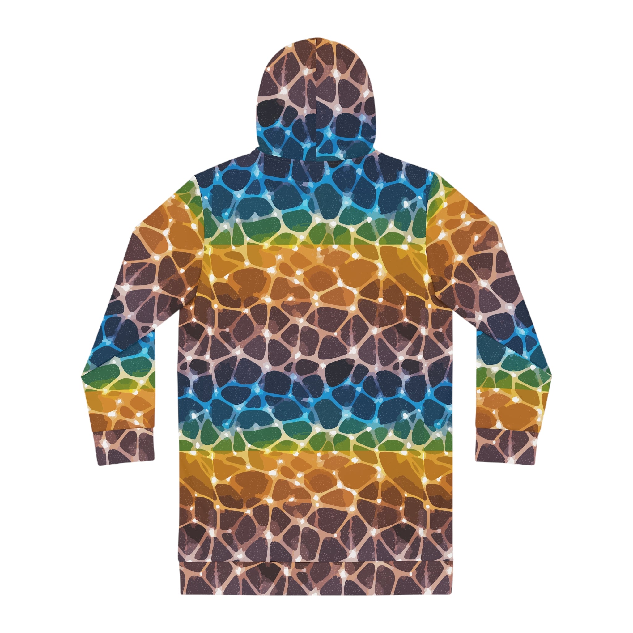 Rainbow Stripe Hoodie Dress — All-Over Print