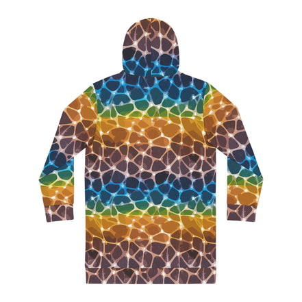 Rainbow Stripe Hoodie Dress — All-Over Print