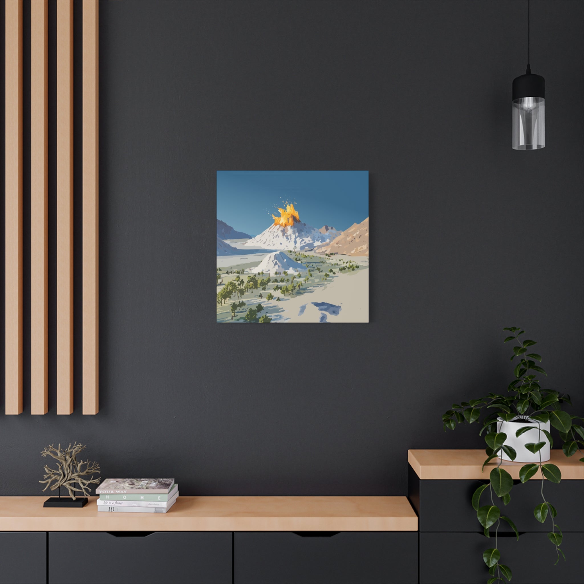 Tropical Volcano Eruption Canvas Print for Nature-Obsessed Interiors — Island Adventure Wall Art, FSC-Certified Matte Stretched Canvas, Home Decor Gift for Wanderlust Collectors