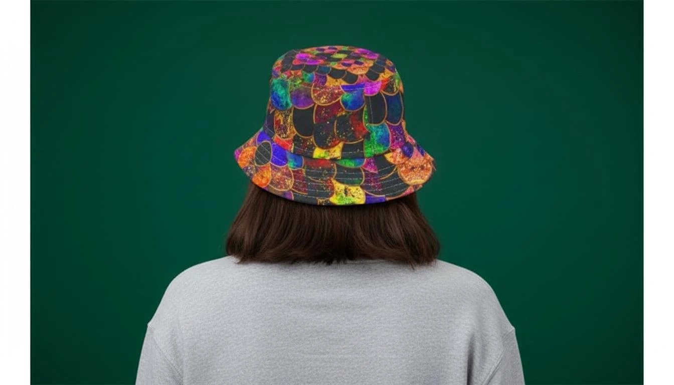 Maximalist Print Bucket Hat - Zany Stitch Detail, USA Made by Aesthetic Rebellion