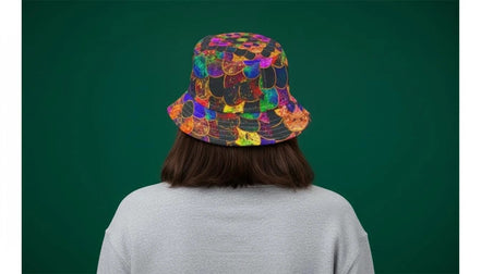 Maximalist Print Bucket Hat - Zany Stitch Detail, USA Made by Aesthetic Rebellion