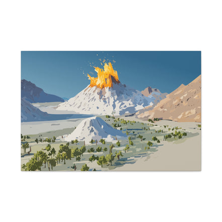 Tropical Volcano Eruption Canvas Print for Nature-Obsessed Interiors — Island Adventure Wall Art, FSC-Certified Matte Stretched Canvas, Home Decor Gift for Wanderlust Collectors