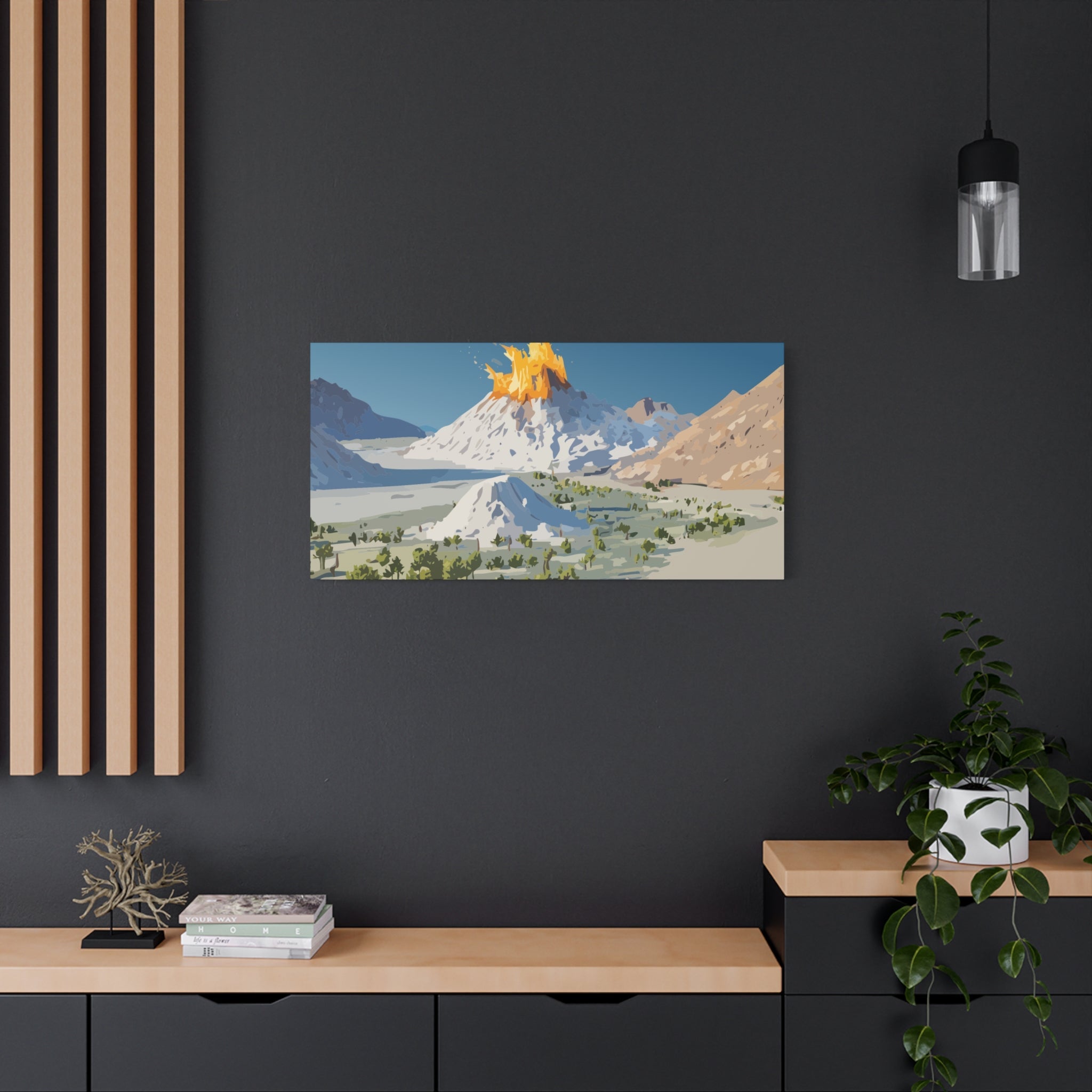 Tropical Volcano Eruption Canvas Print for Nature-Obsessed Interiors — Island Adventure Wall Art, FSC-Certified Matte Stretched Canvas, Home Decor Gift for Wanderlust Collectors