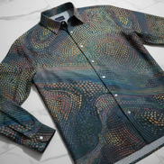 Echo Chamber Wearable Installation Shirt for Visual Noise Collectors — Cognitive Drift AOP Imitation Silk, Optical Illusion Mirror Print, 90gsm Featherlight Drape, S–5XL