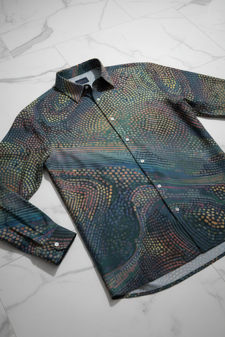Echo Chamber Wearable Installation Shirt for Visual Noise Collectors — Cognitive Drift AOP | Aesthetic Rebellion