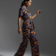 All-Over Print Shirt Dress – Women's Button-Front Midi Dress with Waist Tie by Yoycol