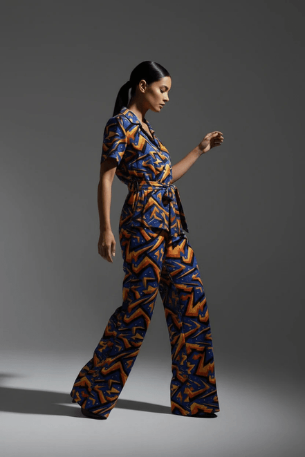 All-Over Print Shirt Dress – Women's Button-Front Midi Dress with Waist Tie by Yoycol