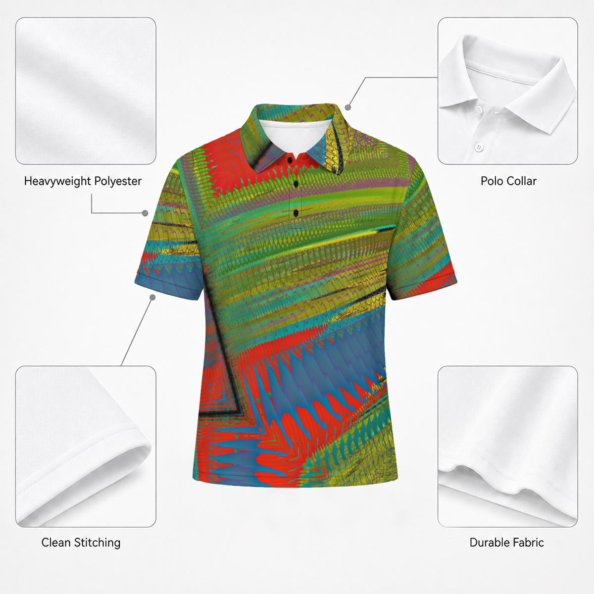 All-Over Print Men's Heavyweight Polyester Polo Shirt|210GSM Yoycol
