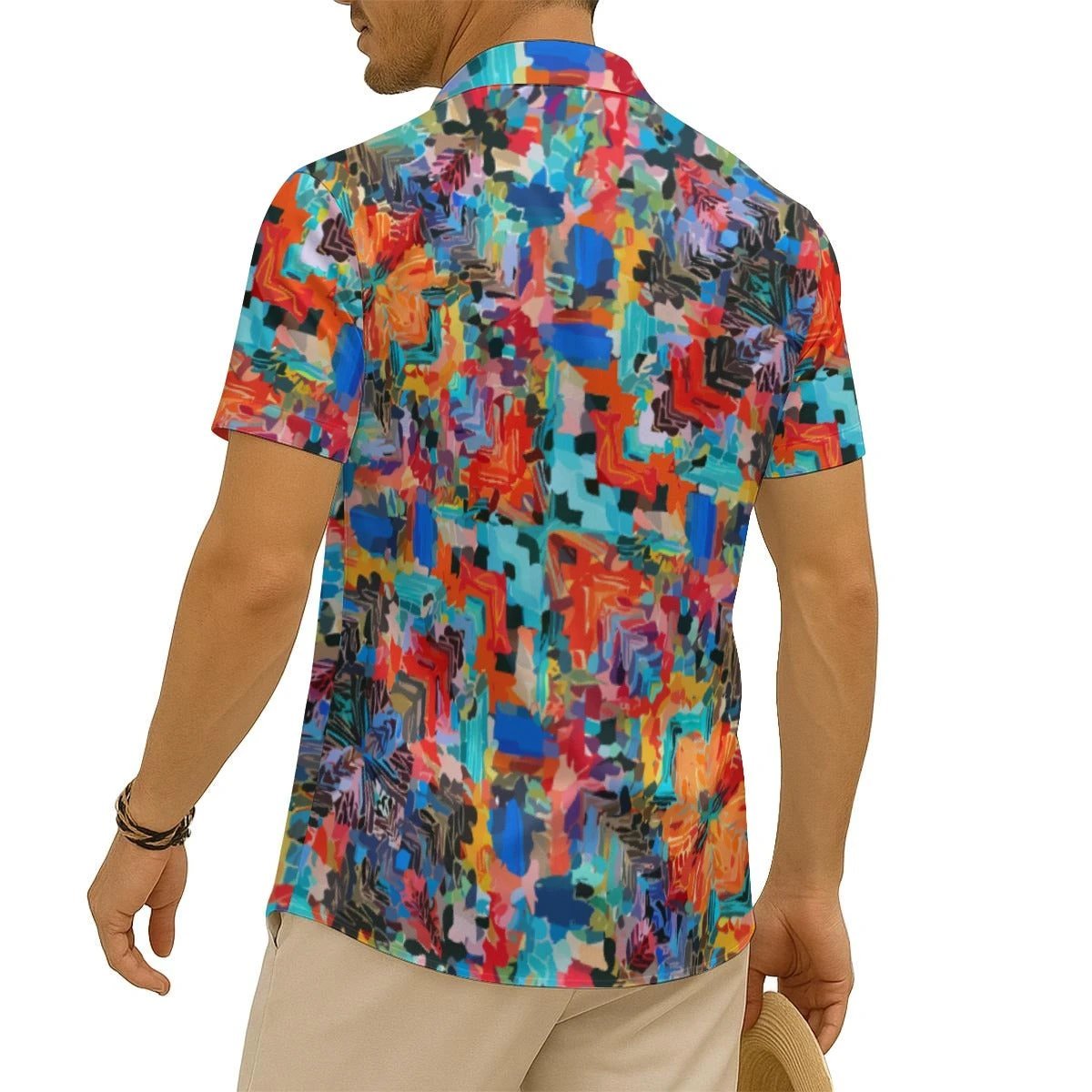 All-Over Print Men's Imitation Silk Short-Sleeved Shirt by Yoycol