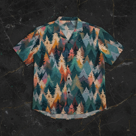 Evergreen AOP Hawaiian Shirt for Summer's Most Intentional Dresser — 150gsm Bamboo-Texture | Aesthetic Rebellion