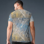 Nimbus Drift 5000 Premium AOP Performance Tee for Ethereal Streetwear Collectors — Abstract Smoke Marble Print, High-Stretch Fluid Art Activewear, Slate Blue Statement Top